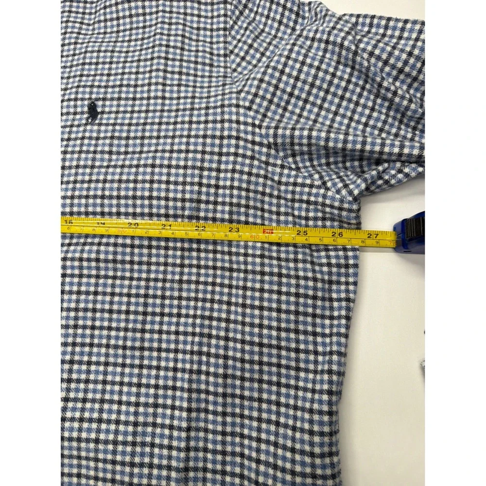 Polo Ralph Lauren Mens XL Blue Micro Check Cotton‎ Button Down Shirt Long Sleeve